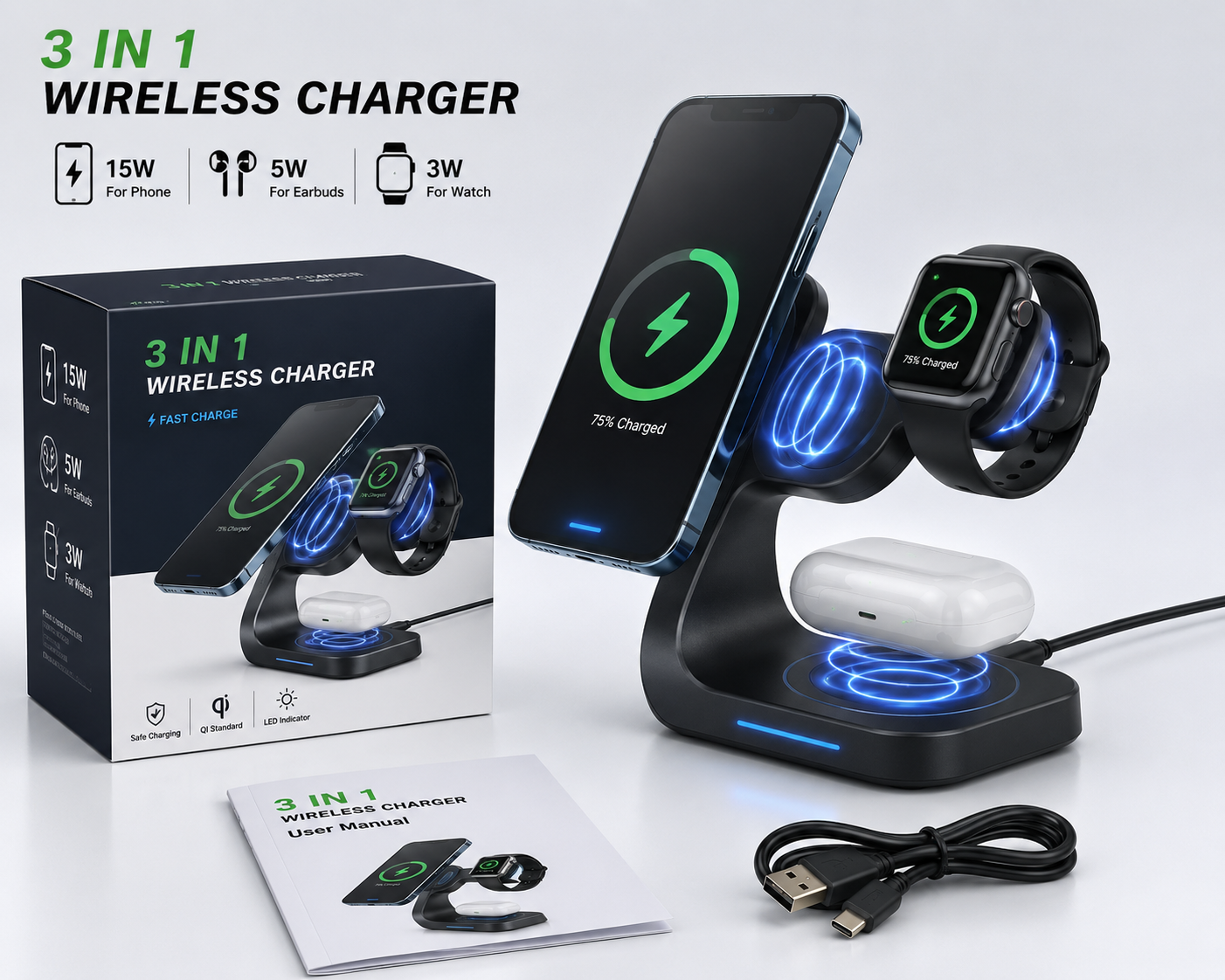 3 in 1 Wireless Charging
