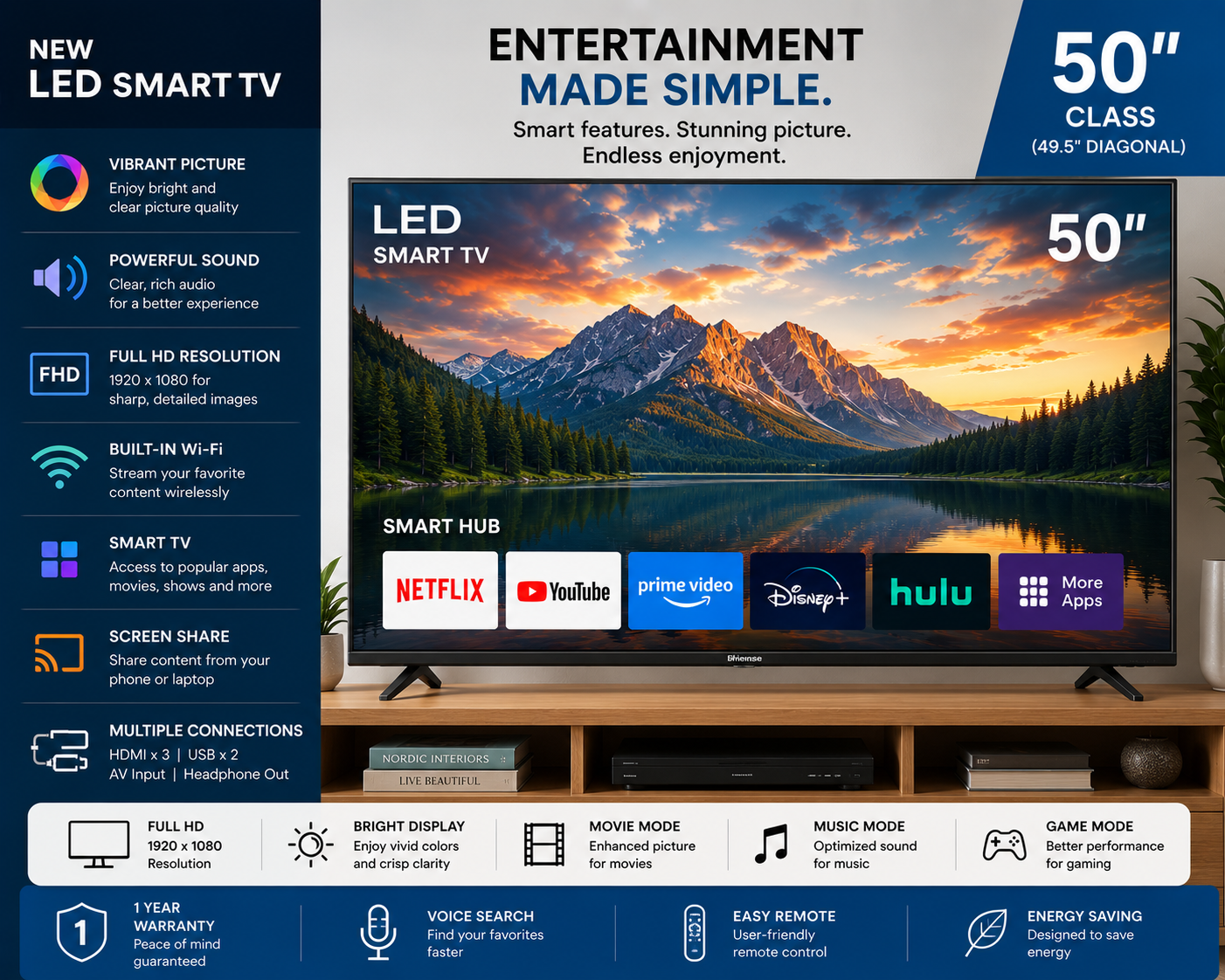 QBC LED SMART 50'' TV