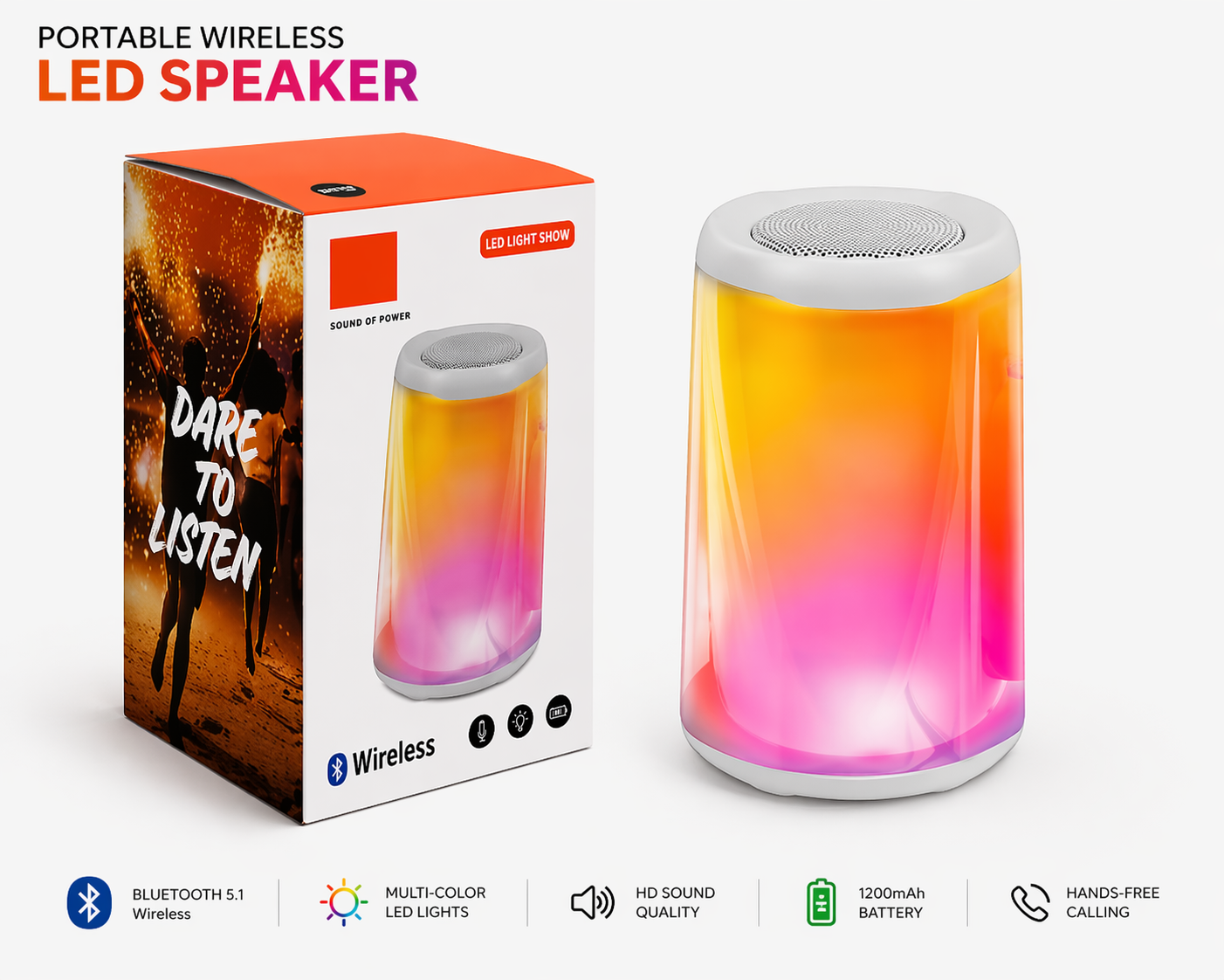 Portable Bluetooth LED Light Speaker