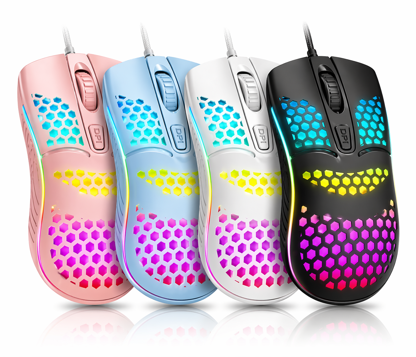 multi-color RGB honeycomb gaming mice