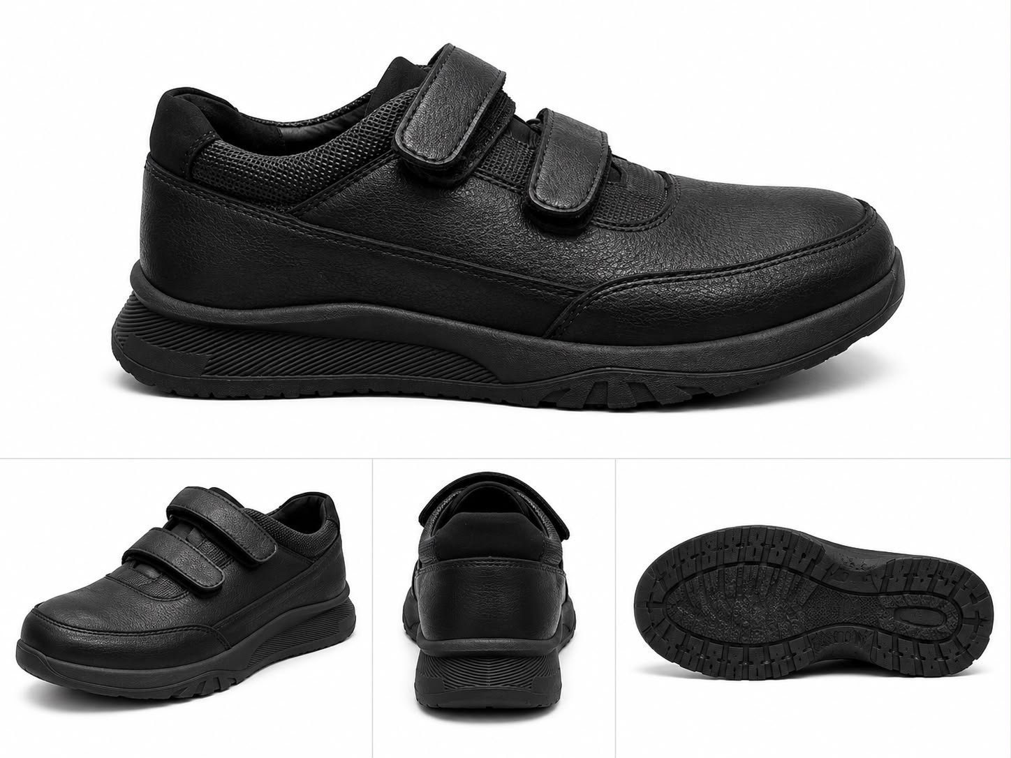 Double-strap men/boy school shoe
