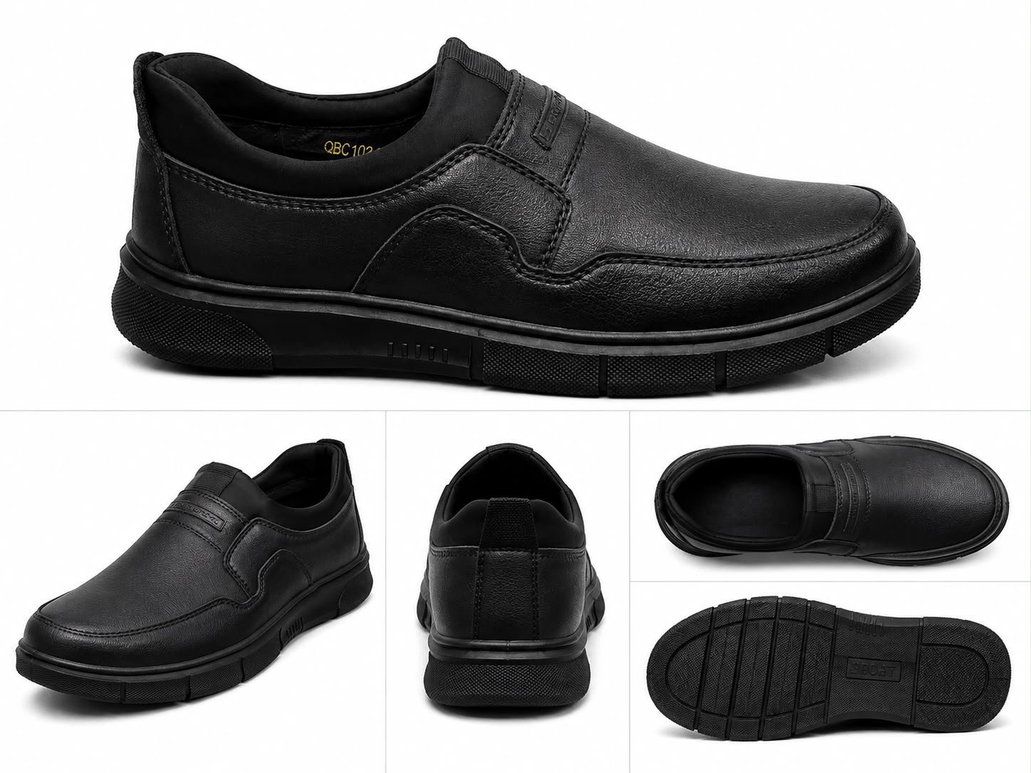 Black slip-in school shoe for boys