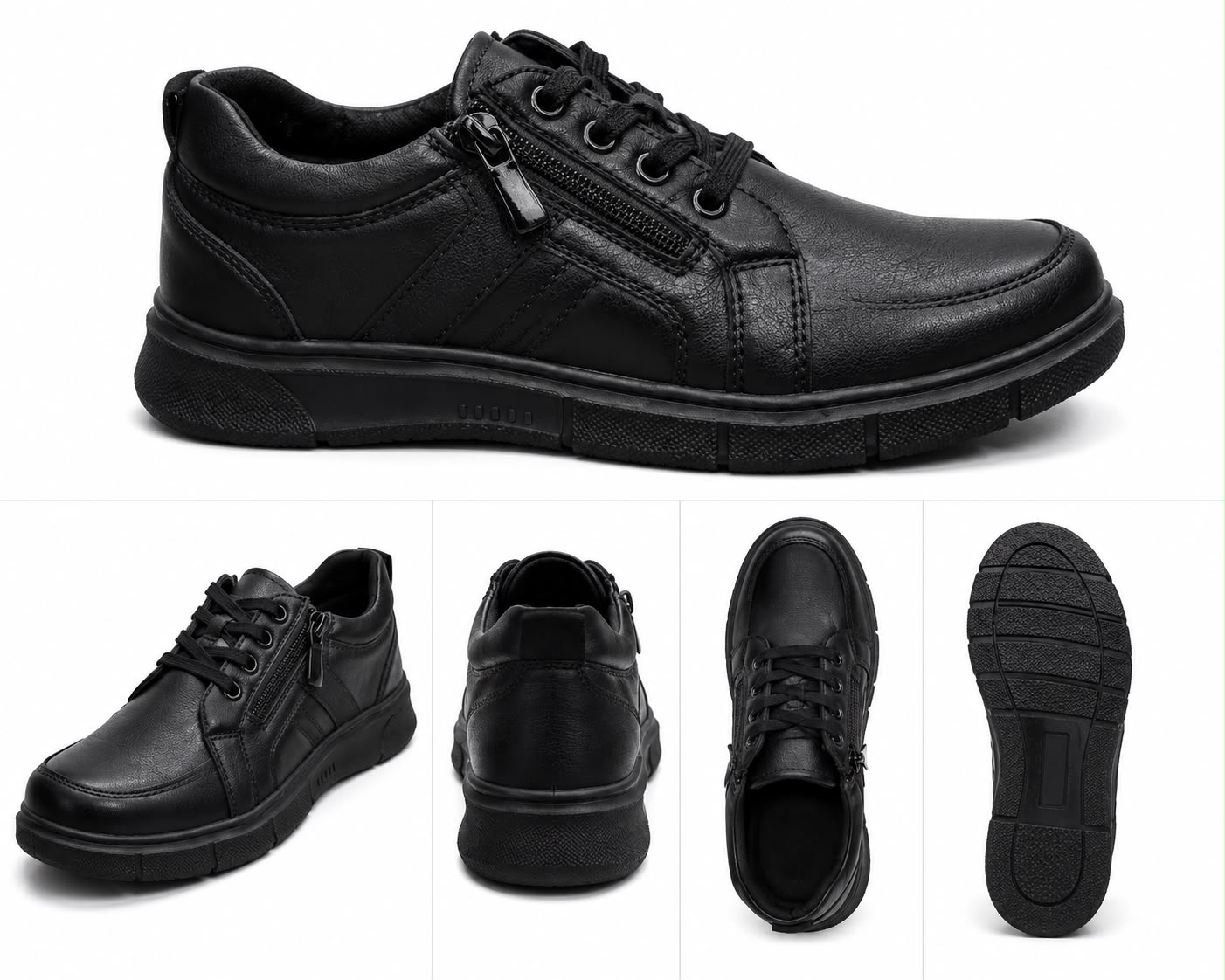 Black slip-in school shoe for boys