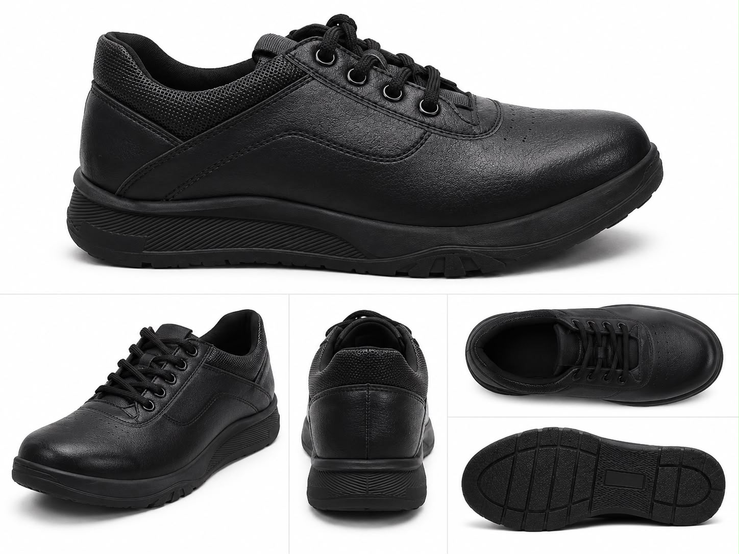 Boy school shoe with lace and zipper